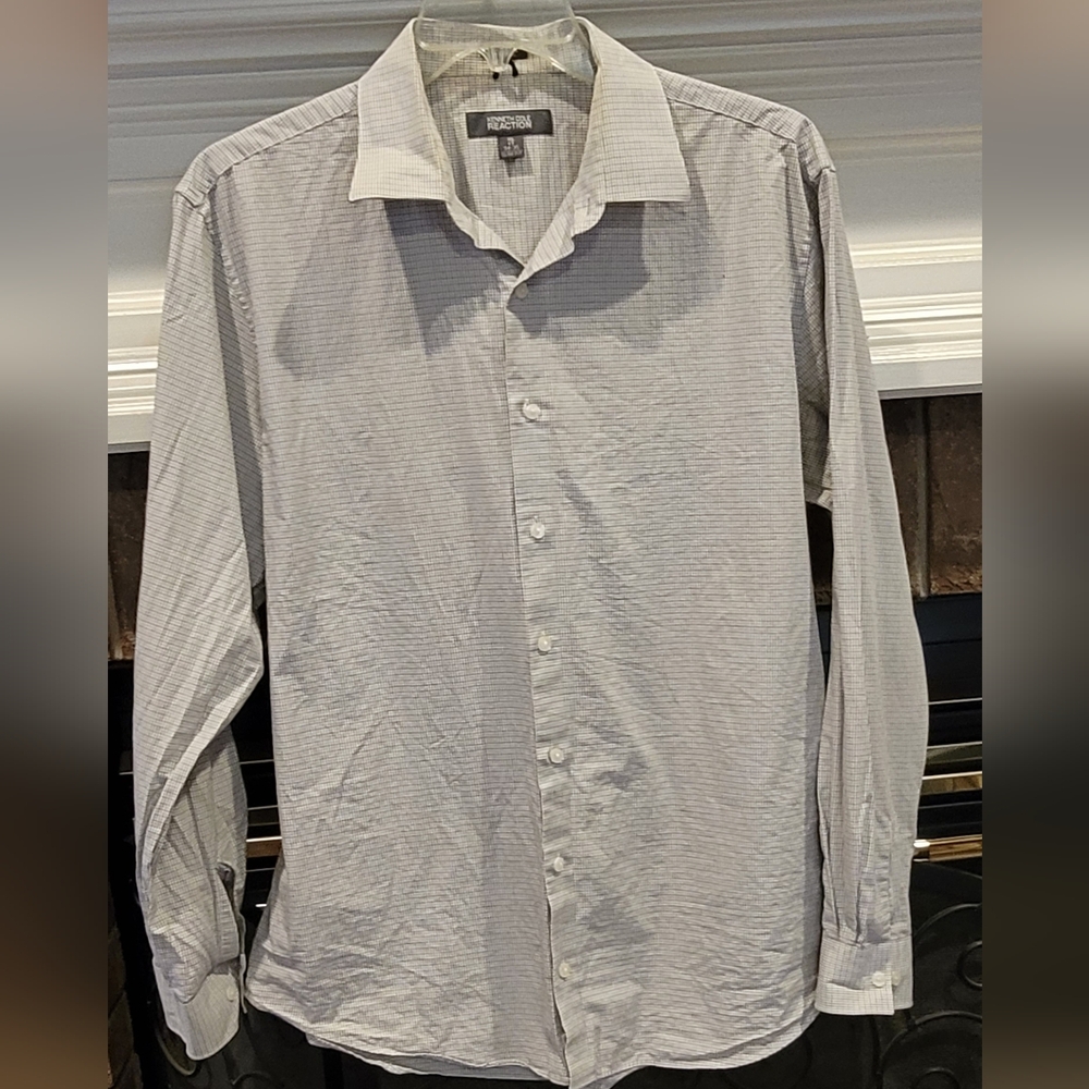 Kenneth Cole Reaction Men's Gray Print  Shirt, XL